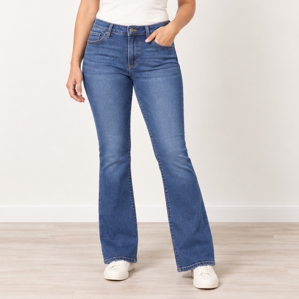 Sonoma Bootcut Jeans Womens 10P Blue Medium Wash Petite Mid Rise Stretch Denim